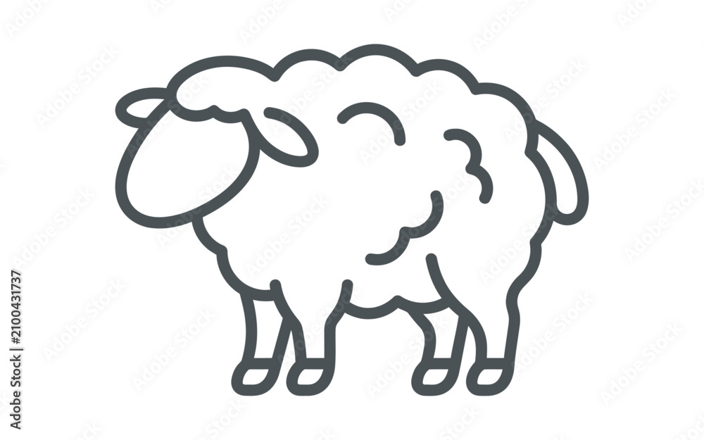 Obraz premium Sheep Outline Vector Illustration