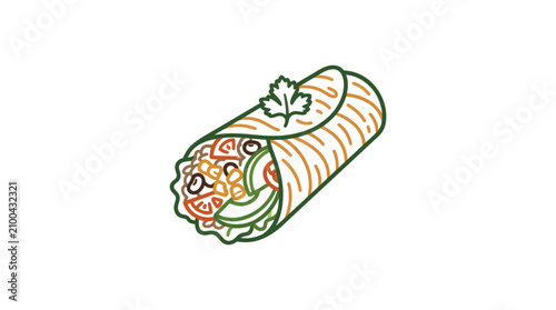 Tablou pe pânză Tasty Burrito with Fresh Green Leaf.
