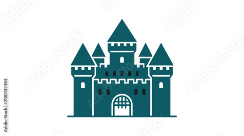 Φωτογραφία Teal Castle Icon With Towers.