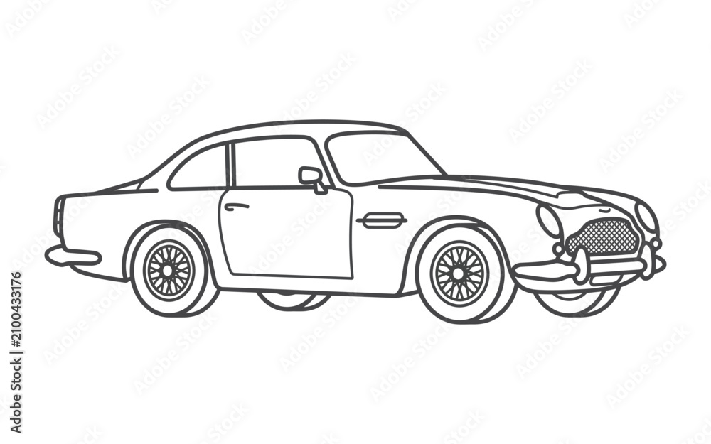 Naklejka premium Classic Vintage Sports Car Outline Vector