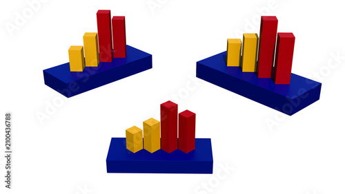 Business growth and financial data analysis multiple bar graphs showing increasing trends on a transparent background