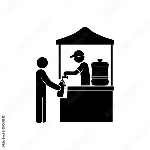 Black silhouette of person holding briefcase walking
