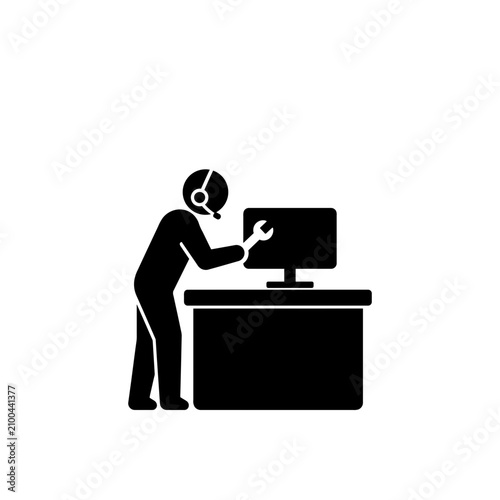 Woman sitting on suitcase with laptop silhouette luggage