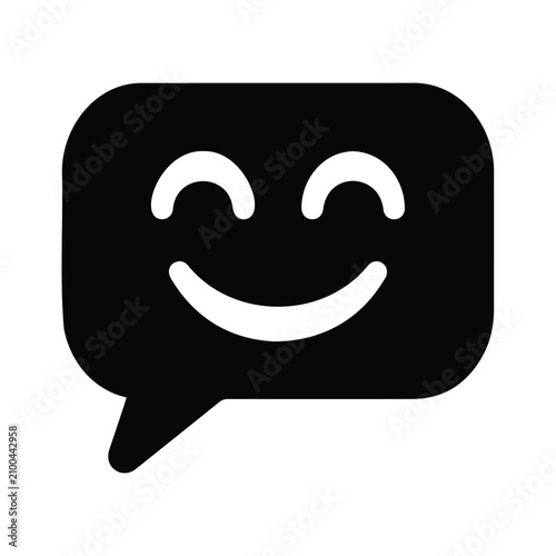 Foto Cheerful speech bubble icon with happy smiling face for messaging and digital feedback
