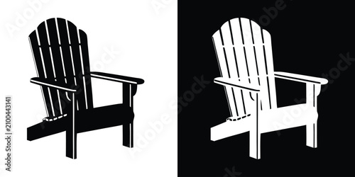 Black and white silhouette of an Adirondack outdoor chair