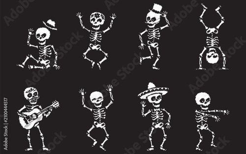 Obraz na płótnie Dancing skeletons set for Halloween