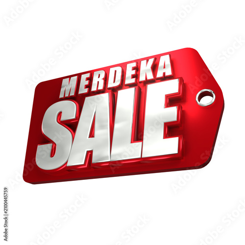3D style transparent merdeka sale logo or icon with Promotional sale 17th august design on independent day red background