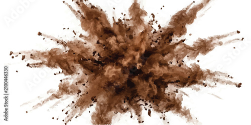 Foto Abstract brown particle explosion captured in mid air with explosion particles a