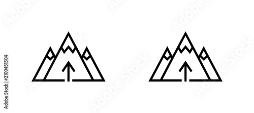 Bild auf Leinwand Minimalist Mountain Peaks, Summit Ascent Icon, Outdoor Adventure Symbol, Nature