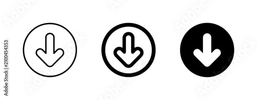 Canvastavla Download Icons Set, Down Arrow Symbols, Vector Buttons for Web and App UI Design
