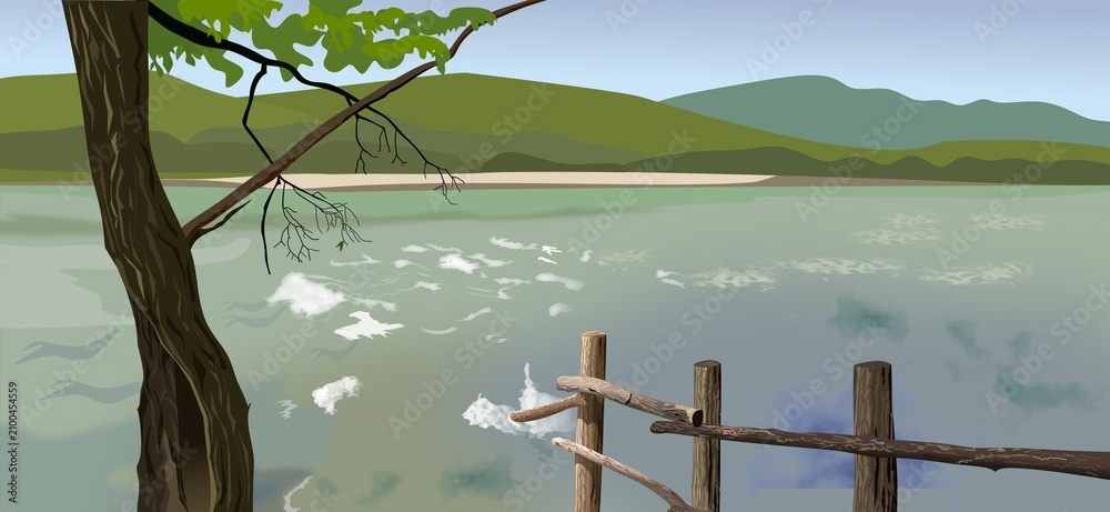 Fotografija Landscape with a fast-flowing river