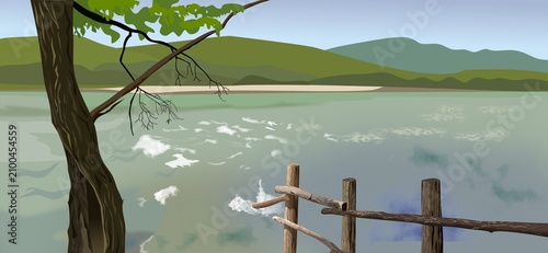 Εκτύπωση καμβά Landscape with a fast-flowing river
