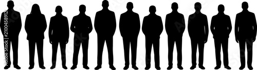 Tableau sur toile Set of standing business people in formal wear silhouettes on white background