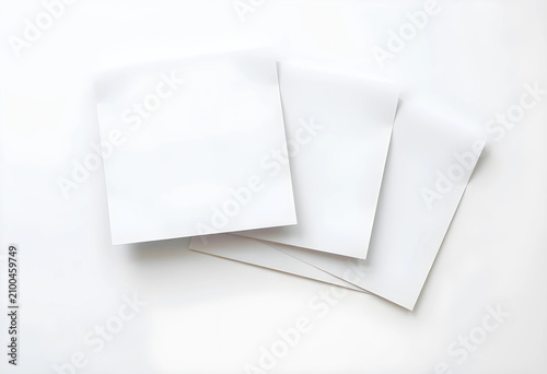 Three blank white paper she...