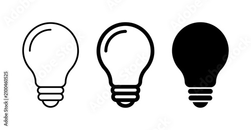 Light Bulb Icons, Idea Symbols, Innovation Concepts, Vector Graphics for Bright Thinking and Solutions