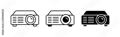 Projector Icons Set, Presentation Device Graphics, Digital Display Equipment Vector Collection