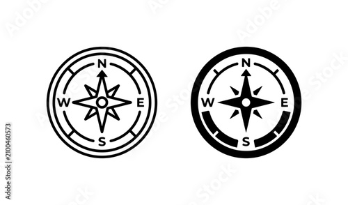 Compass Icons, Navigation Symbols, Vintage Directional Tools, Marine Equipment Vector Set