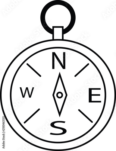 Vector icon of a compass, representing navigation, exploration, and adventure.