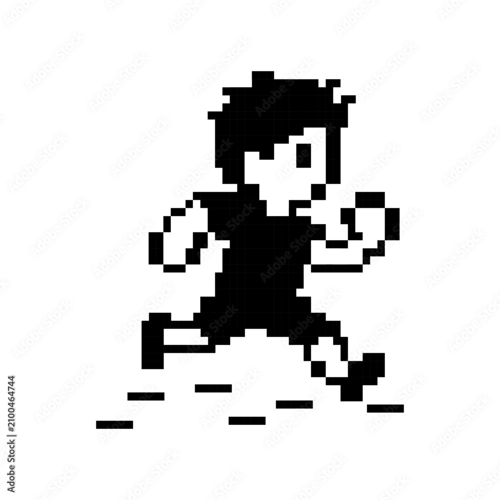 Fototapeta premium Active running boy pixel art