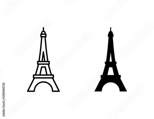 Eiffel Tower Icons, Paris Landmark Vector Art, French Architecture Silhouette, Travel Symbol Collection