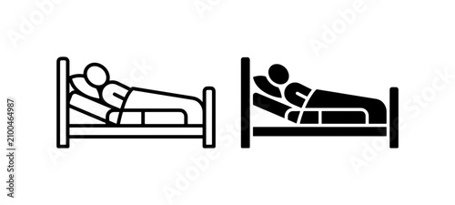 Hospital Bed Icons, Medical Care Symbols, Patient Rest Illustrations