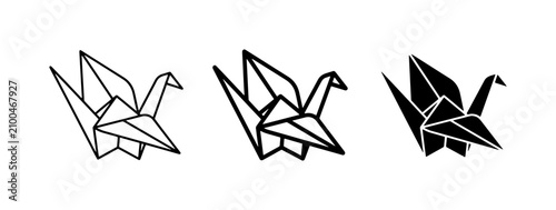 Origami Crane Icons, Paper Bird Vector Art, Japanese Symbol Graphics