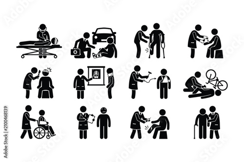Medical Care Assistance Icons.