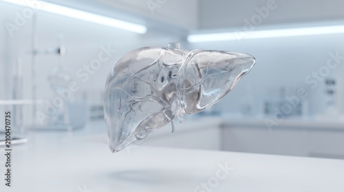 Hyper Realistic Healthy Liver Anatomy on White Background