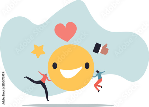 Employee satisfaction, workplace happiness or success team motivation, human life and situation.vector illustration.