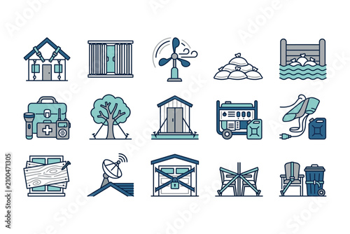 Various Industrial Construction Site Icons.