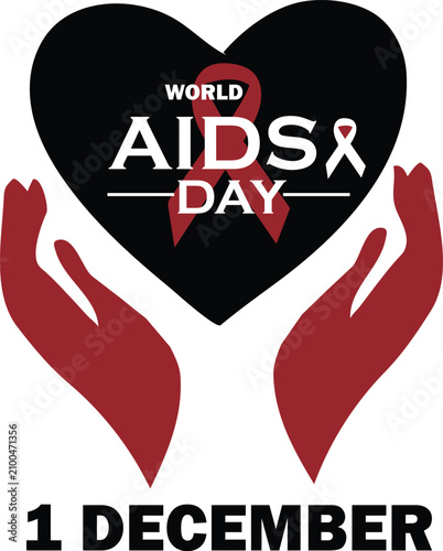 Hands Holding Heart for World AIDS Day Awareness Illustration