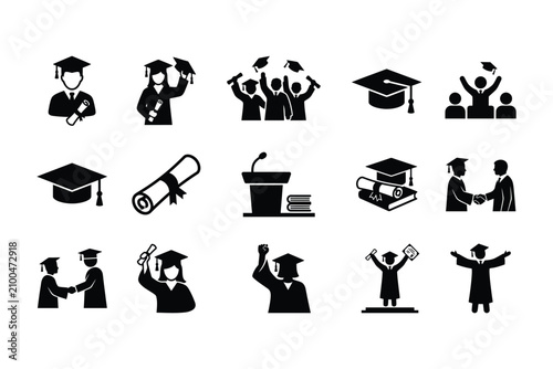 Graduation Academic Icon Set.