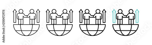 Quadro su tela International Relations Icon Different Style Outline Collection Set