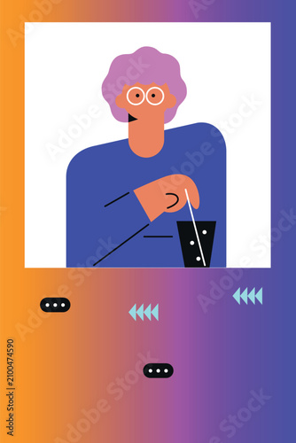 Art & Illustration Smartphone with male and female profiles. Friends chatting. New generation. The concept of social networks, virtual relationships. Friends chatting and texting. Vector illustration.