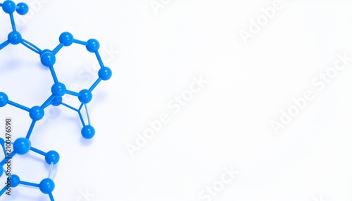 3D blue molecular structure with hexagonal bonds. Scientific hexagonal lattice model for chemistry and nanotechnology research.