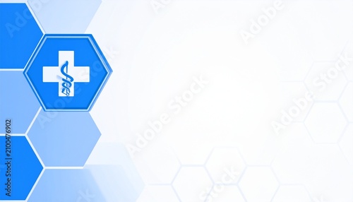 Medical hexagonal background with cross symbol. Healthcare abstract design for clinic banner.