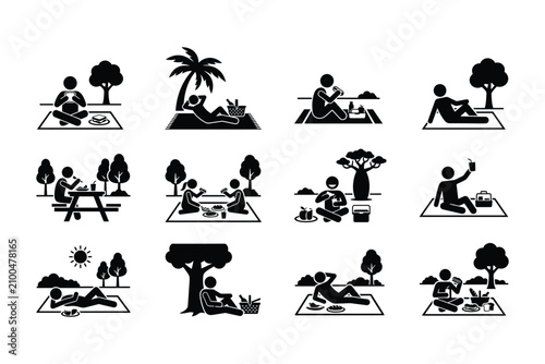People Relaxing in Various Outdoor Settings.