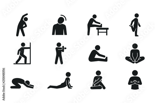 Various yoga poses and exercises.