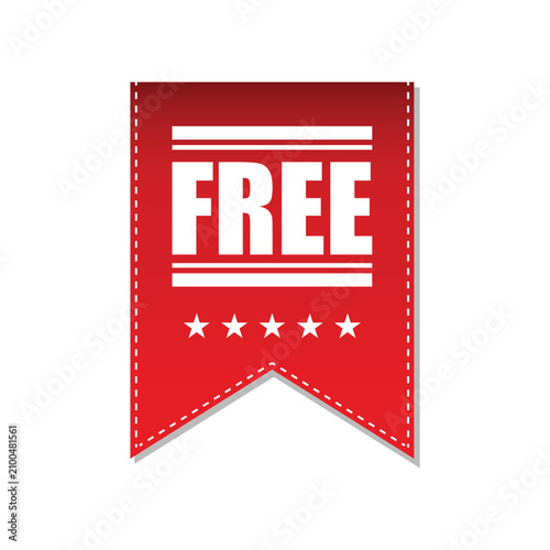 Banner featuring a bold red design with the word free written in white letters for retail marketing.