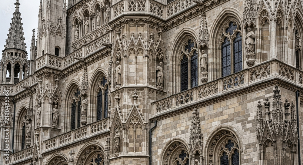 Fototapeta premium Gothic Architecture Details | Ornate Building Facade | Ornate Stone Carvings