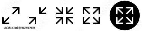 maximize and minimize line Arrows icon set , vector resizing, expanding arrow line icons