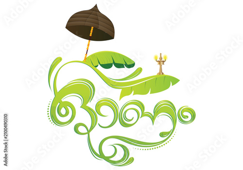 Happy onam festival malayalam calligraphy typography greeting