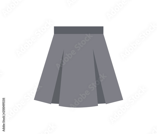 Fényképezés Grey pleated skirt with dark grey waistband isolated on white background