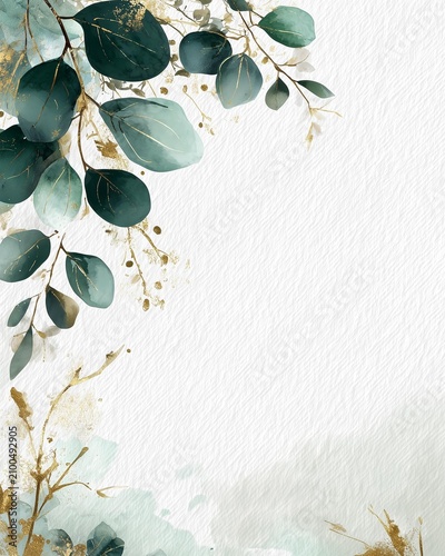 Beautiful botanical illustration featuring delicate leaves and floral elements on a textured background.