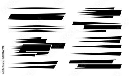 Speed Lines Vector Set, Dynamic Motion Graphics, Abstract Speed Streaks, Comic Book Action Effects, Black and White Graphic Elements