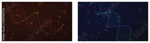 Dynamic dna sequence visualization featuring intricate spiral lines and soft glowing bokeh light effects