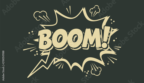 Konstfotografi Comic book explosion and impact effects with boom pow wham text various cartoon