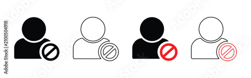 Cuadro en lienzo User Blocked Icon Set Vector – Restricted User, Access Denied Profile, Prohibite