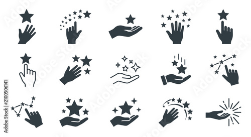 Tableau sur toile Hands Reaching for Stars Icons.