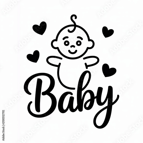 Cute baby illustration with hearts, symbolizing new life and love